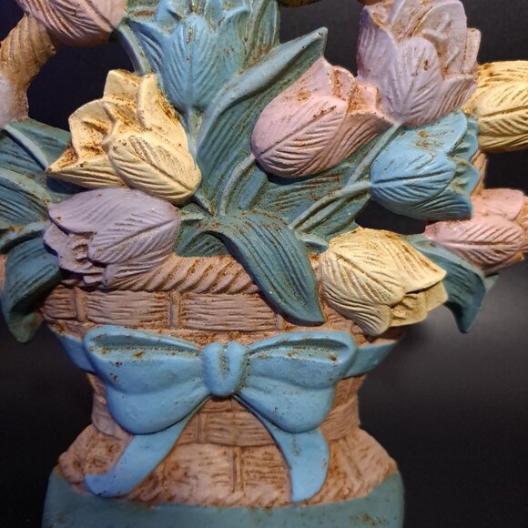 Cast Iron Door Stopper Midwest Imports Tulips In A Basket Vintage - Picture 8 of 16